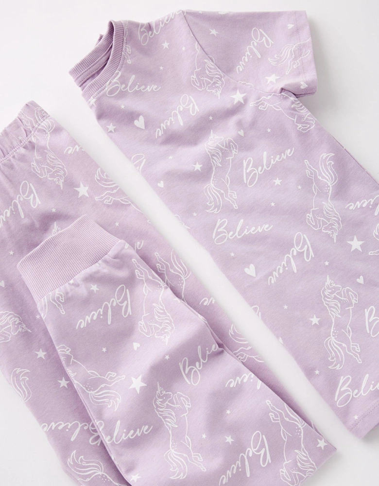 Girls Unicorn Value Pyjama Set - Lilac