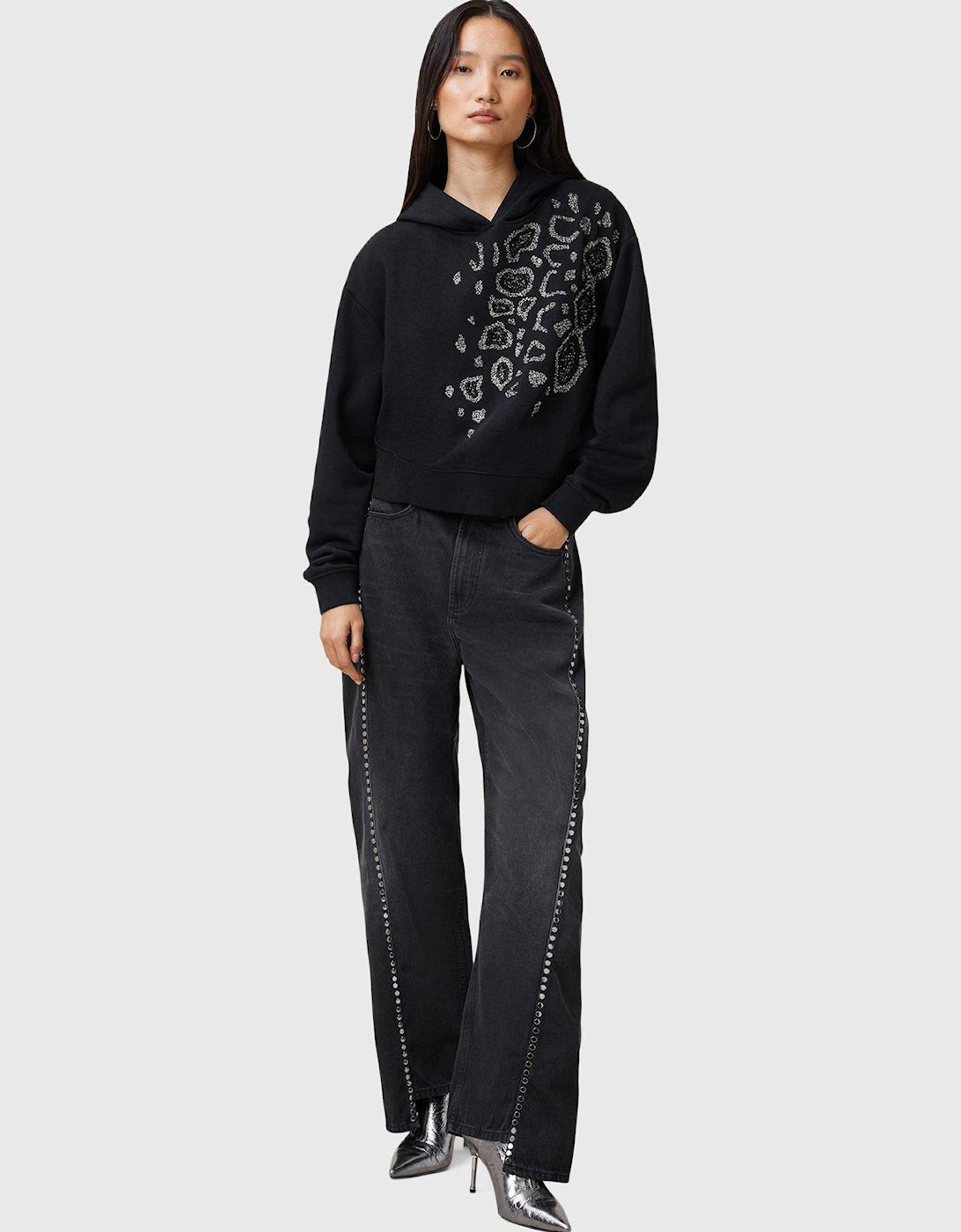 Pippa Flow Embellished Hoodie - Black