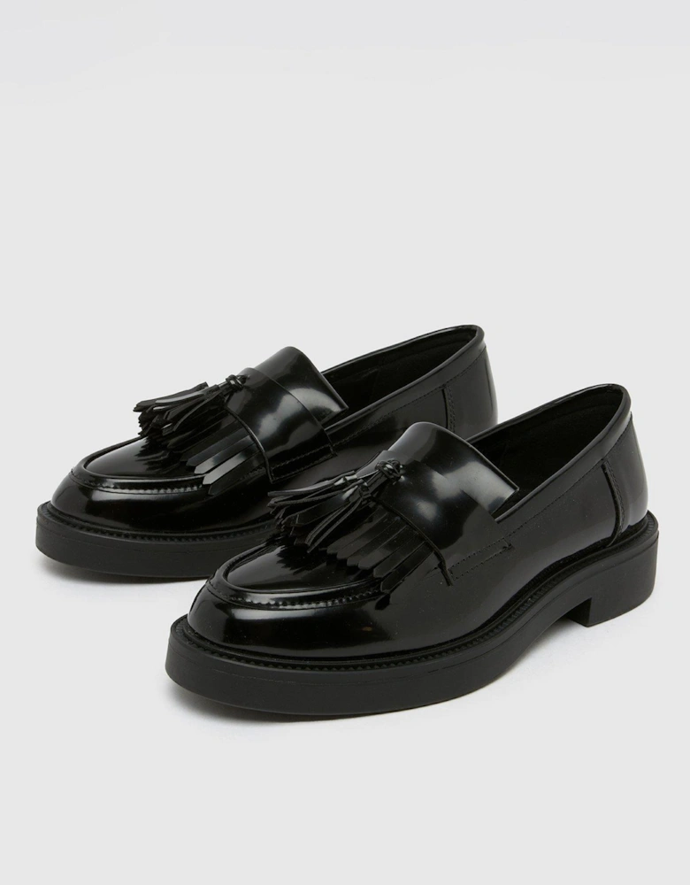 Lawton Tassel Loafer Flat Shoes - Black