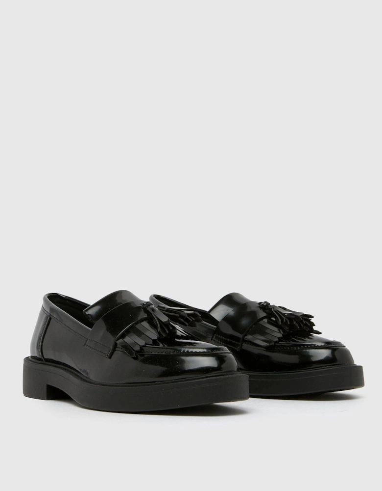 Lawton Tassel Loafer Flat Shoes - Black
