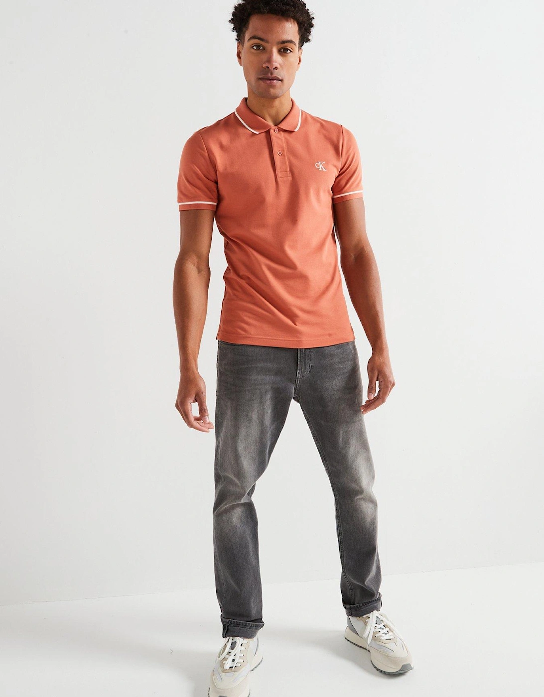 Tipping Slim Fit Polo Shirt - Light Red