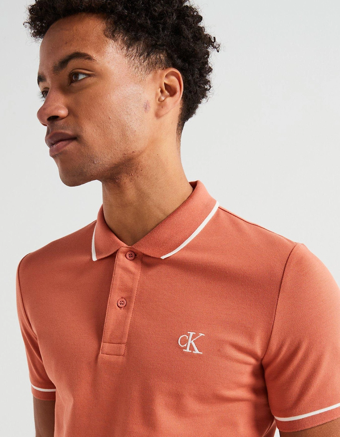 Tipping Slim Fit Polo Shirt - Light Red