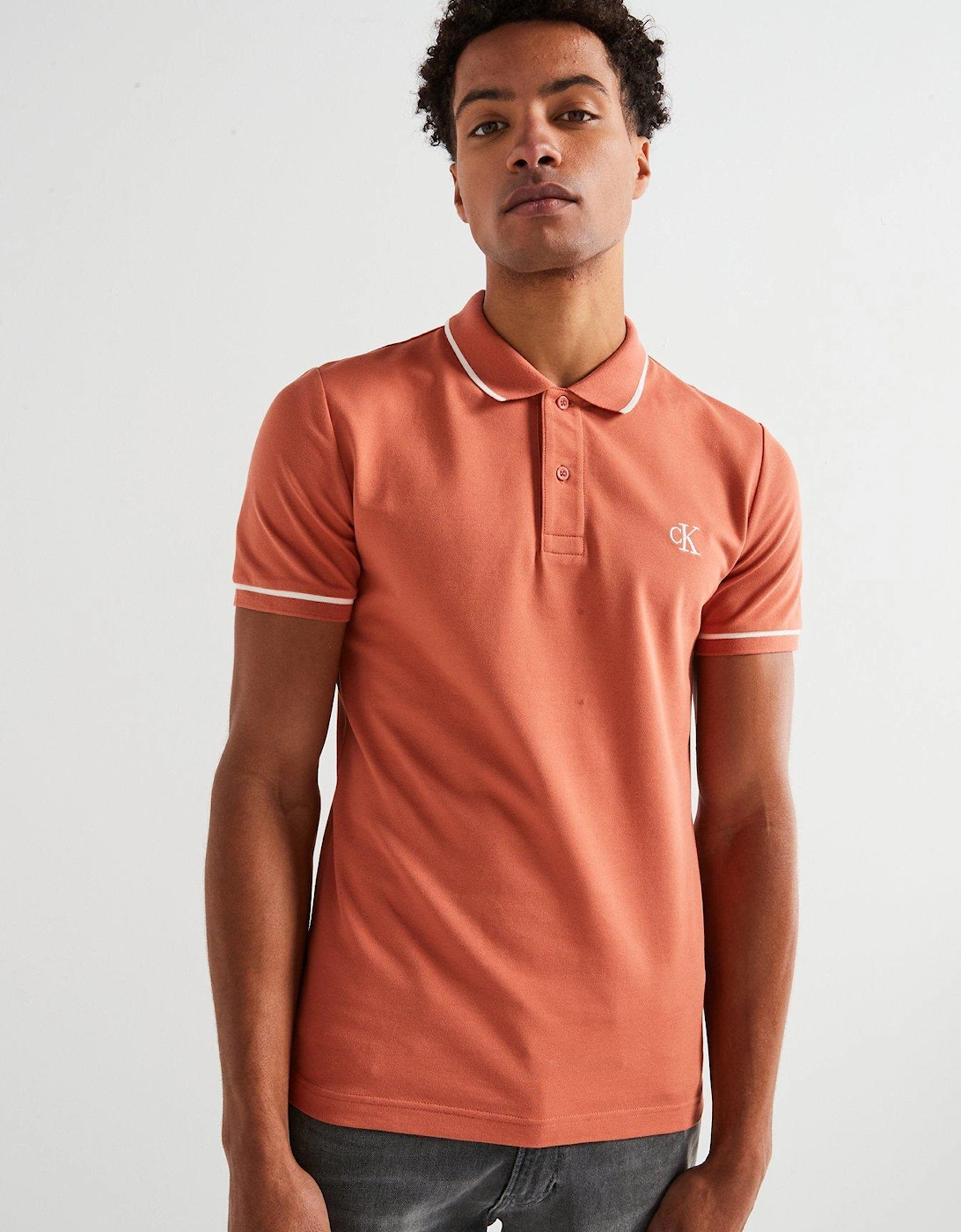 Tipping Slim Fit Polo Shirt - Light Red