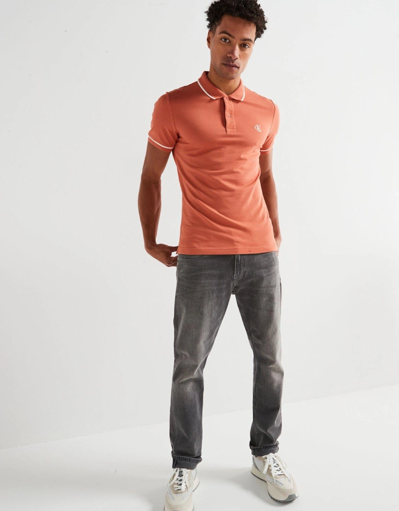 Tipping Slim Fit Polo Shirt - Light Red