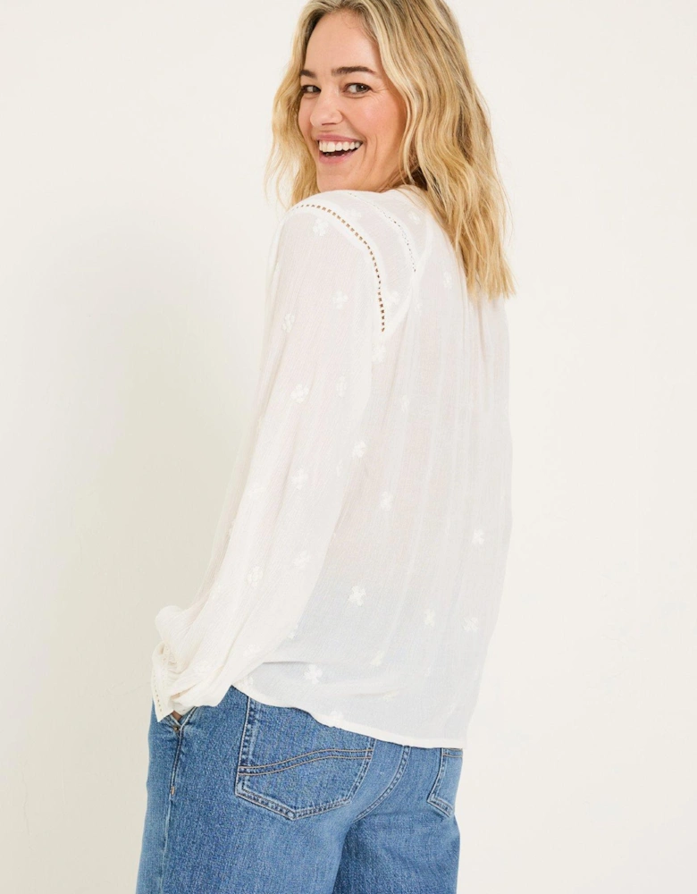 Orla Embroidered Blouse - White