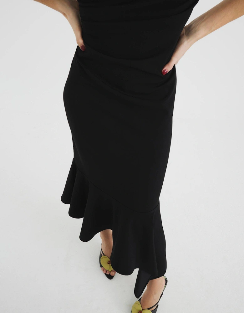 Drape Asymmetric Dress - Black