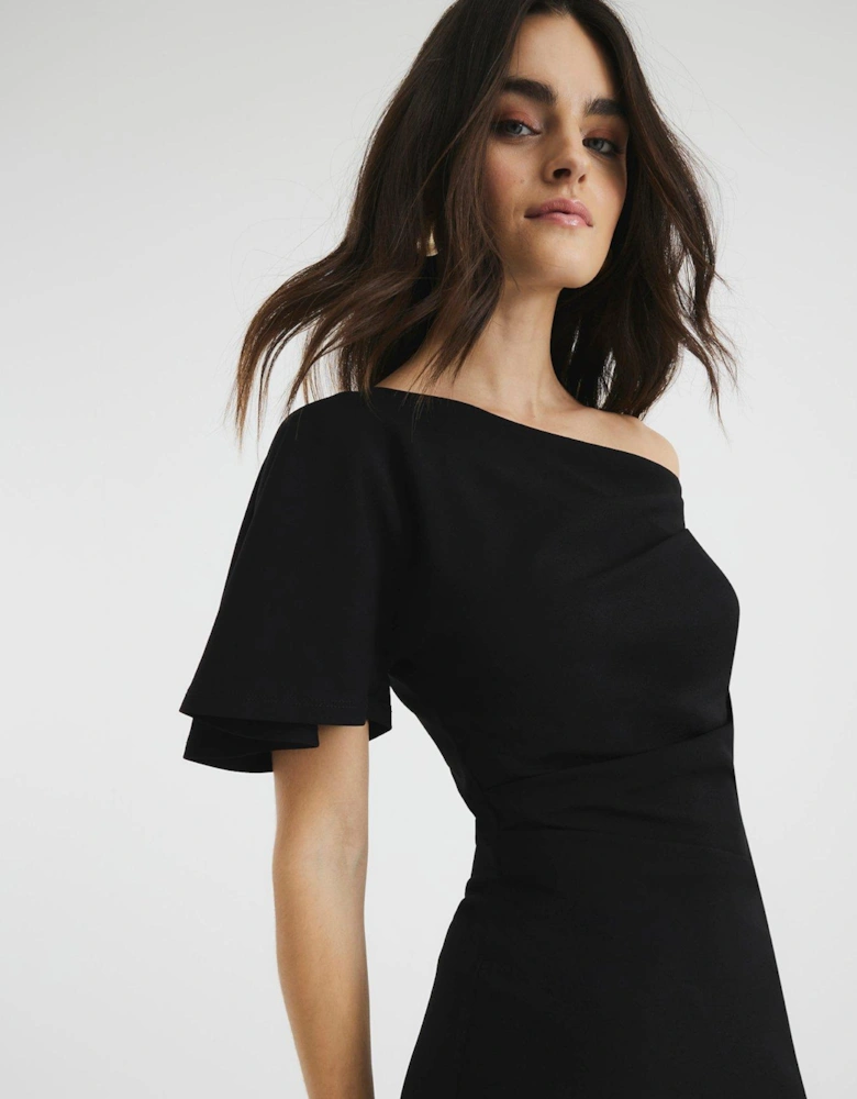 Drape Asymmetric Dress - Black