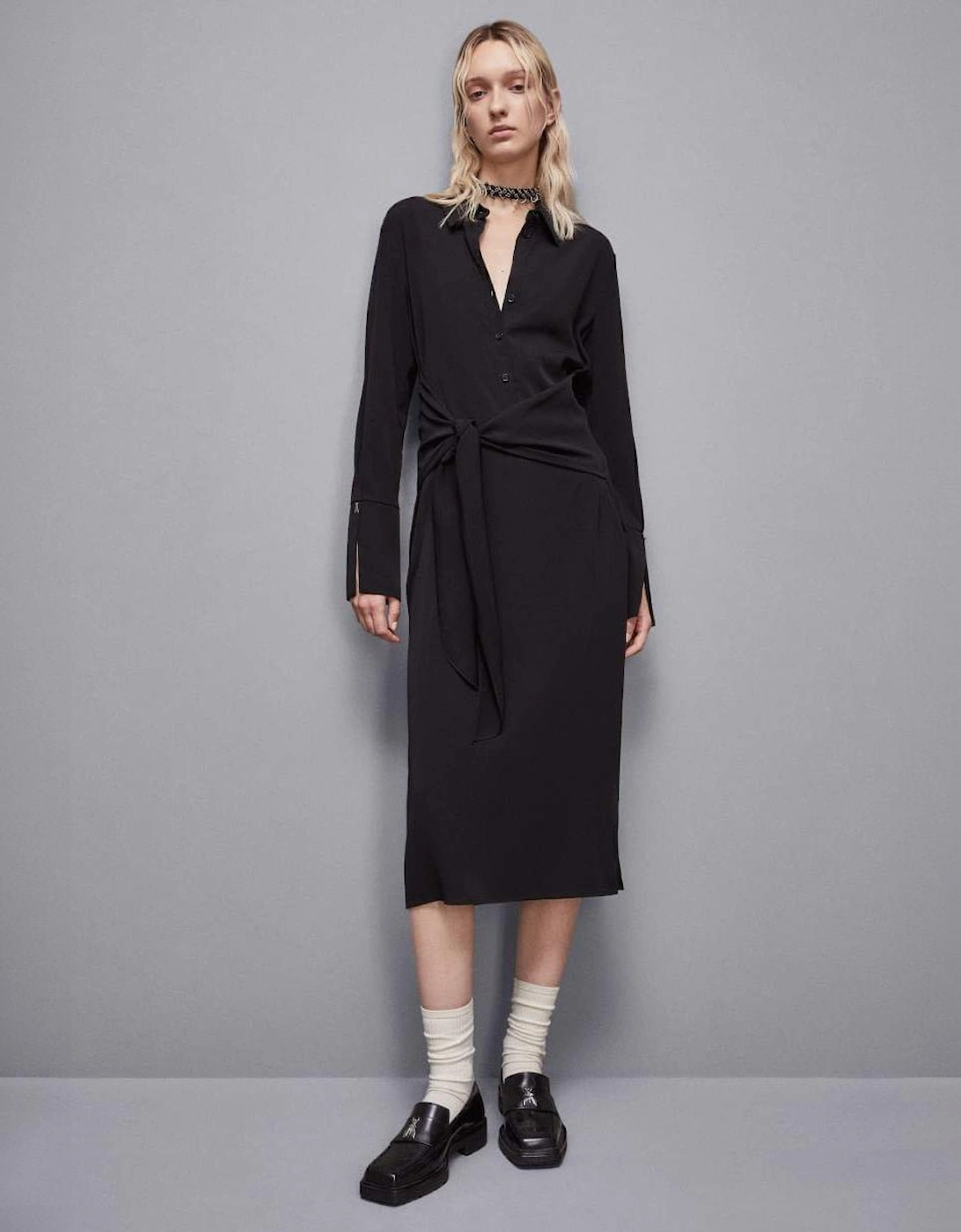 Patrizia Pepe Women's Dress With Waist Sash - Black - Size: 8