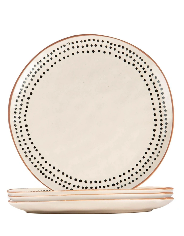  4x Spotted Rim 26cm Dinner Plate