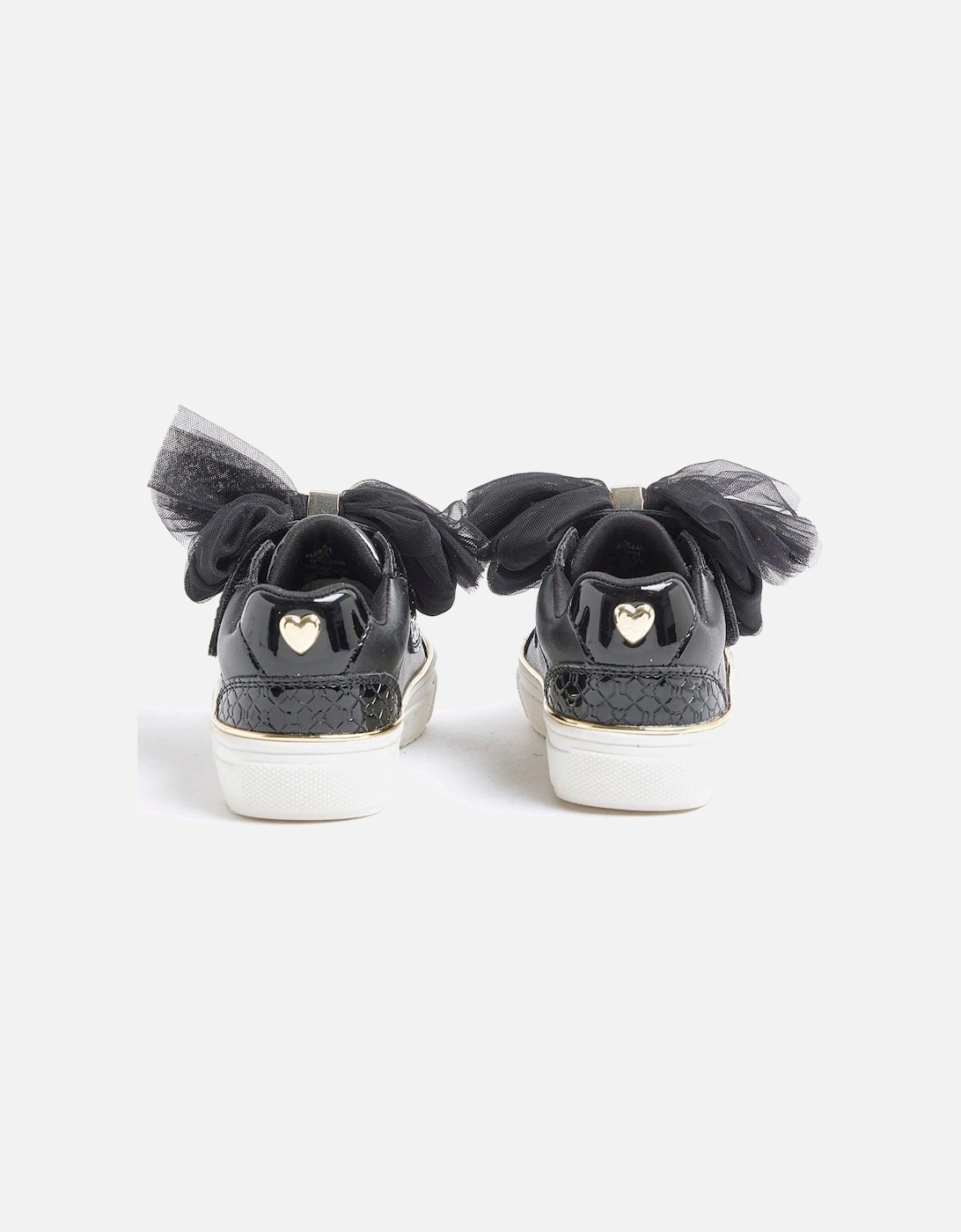 Girls Bow Velcro Trainers - Black