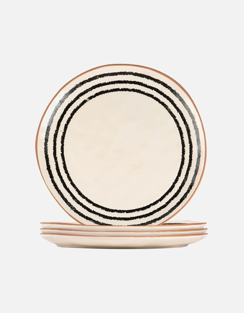  4x Striped Rim 26cm Dinner Plate