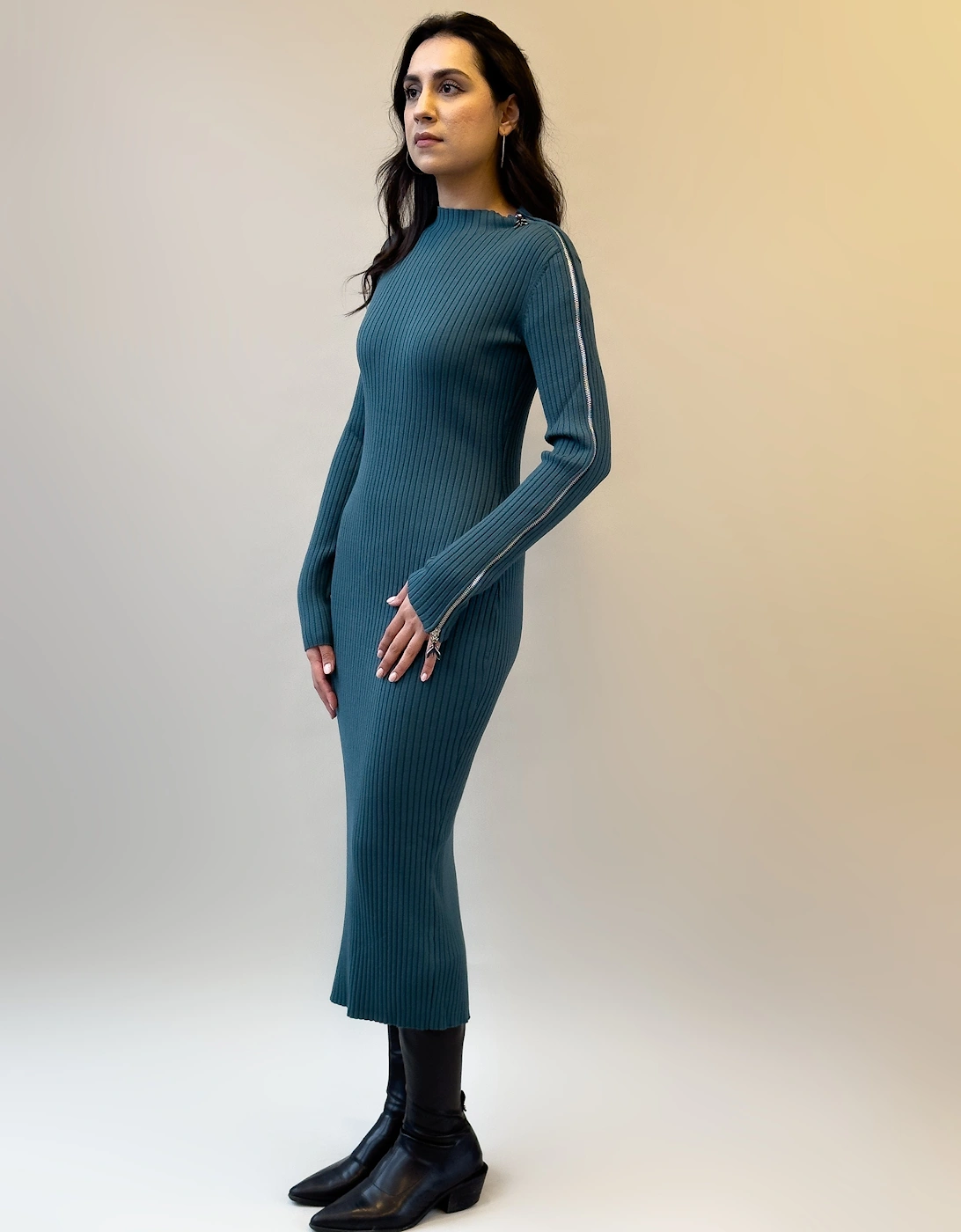 Patrizia Pepe Women's Ribbed Dress - Navy - Size: 12