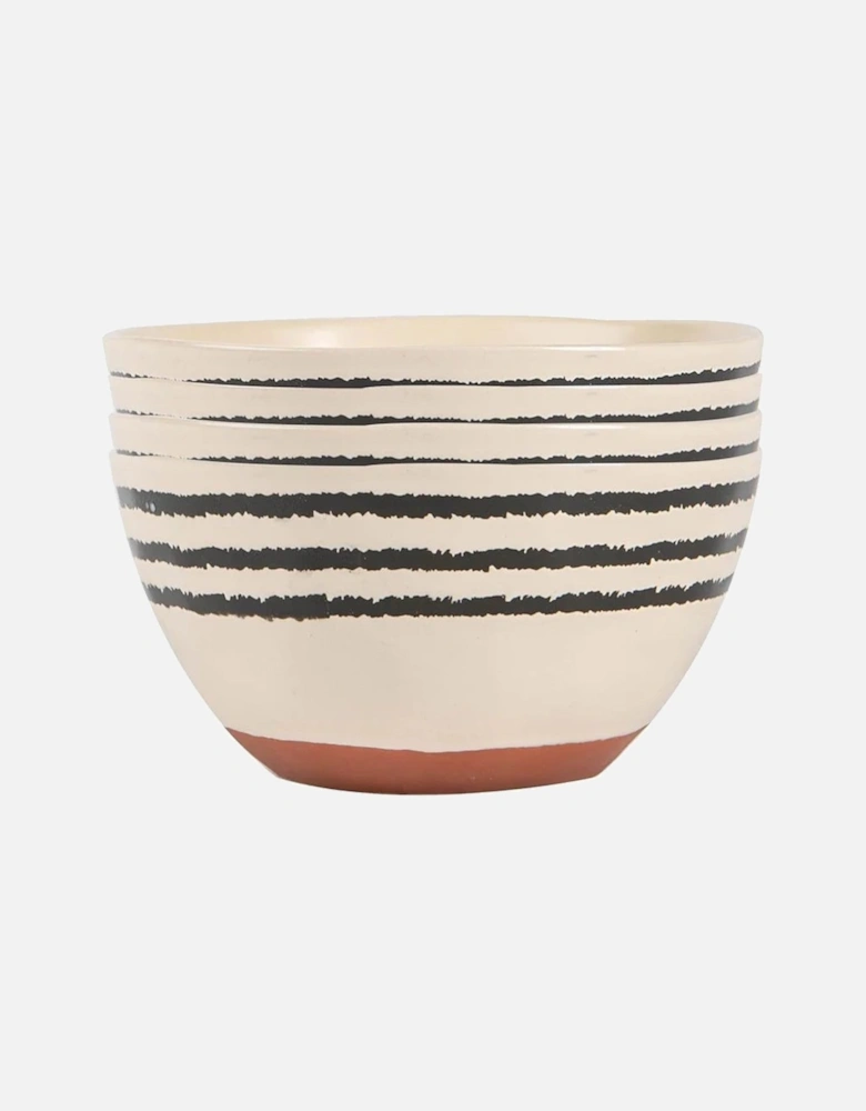  4x Striped Rim 15cm Cereal Bowl