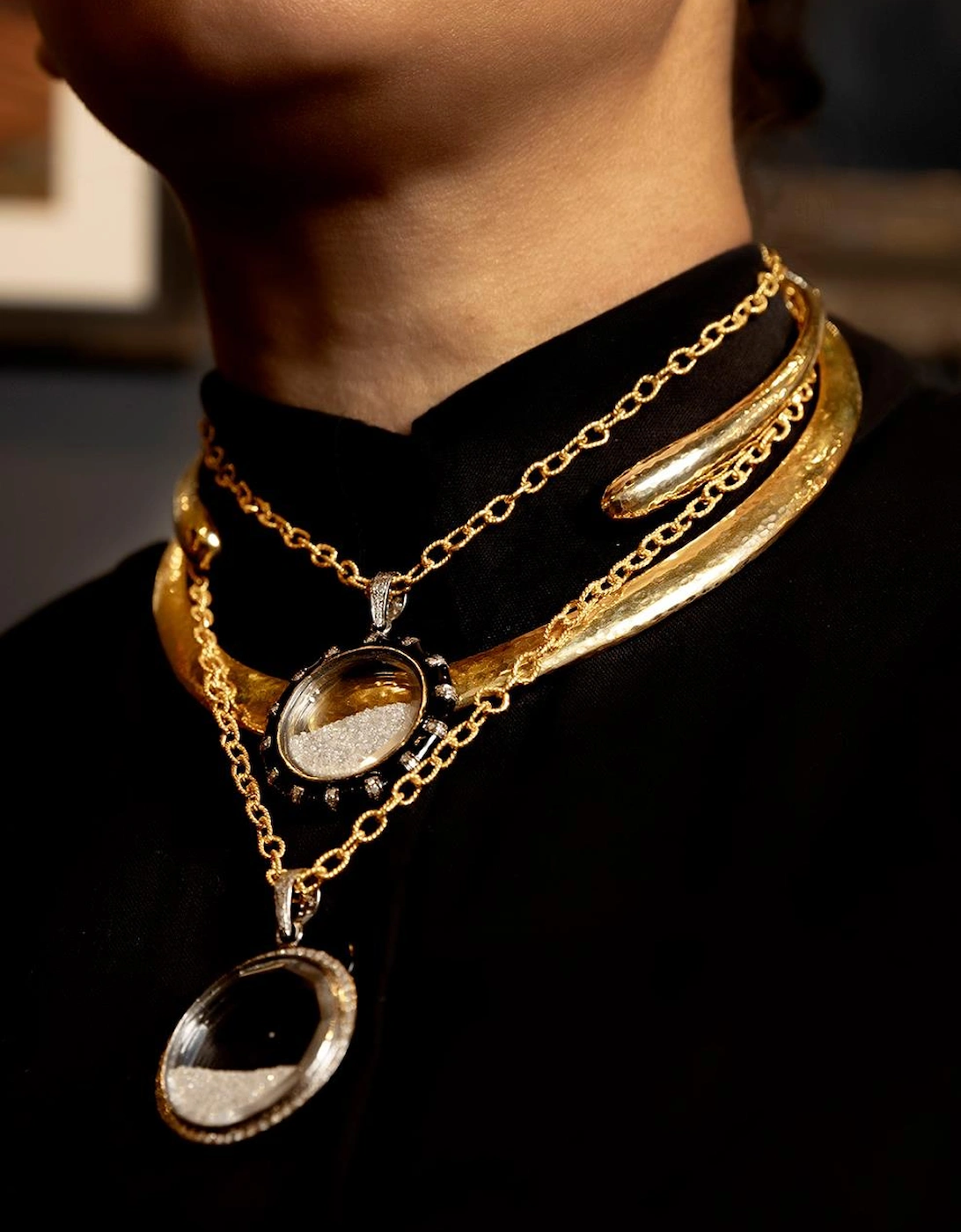  Necklace Simple Collar Brass