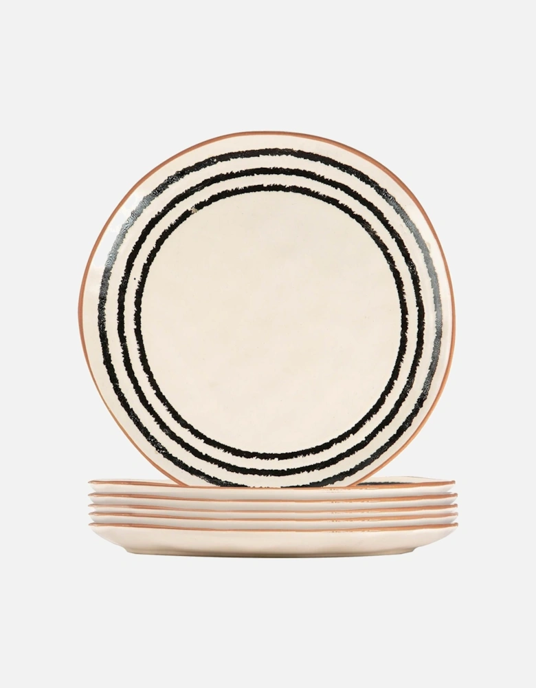  6x Striped Rim 26cm Dinner Plate