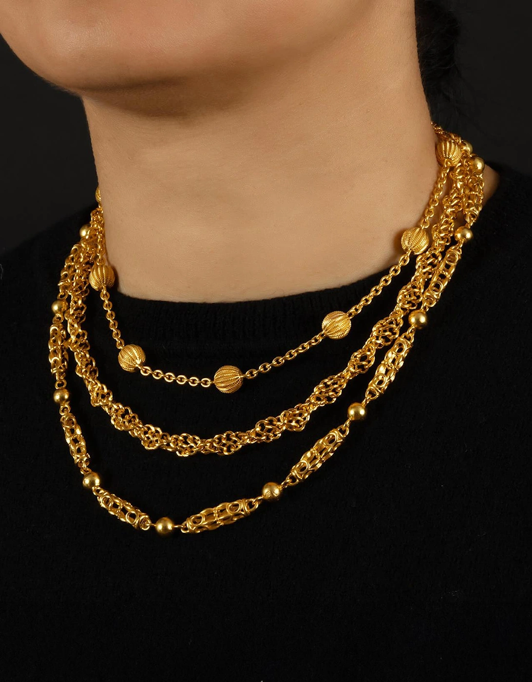  Chain Necklace Gold Ball Detail