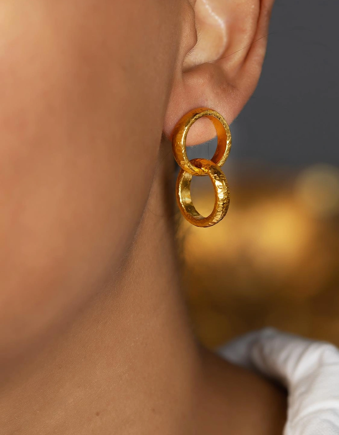  Earrings Hammered Double Hoops