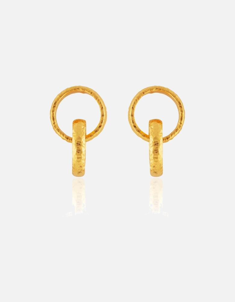  Earrings Hammered Double Hoops