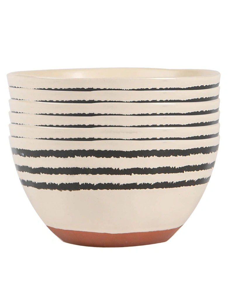  6x Striped Rim 15cm Cereal Bowl