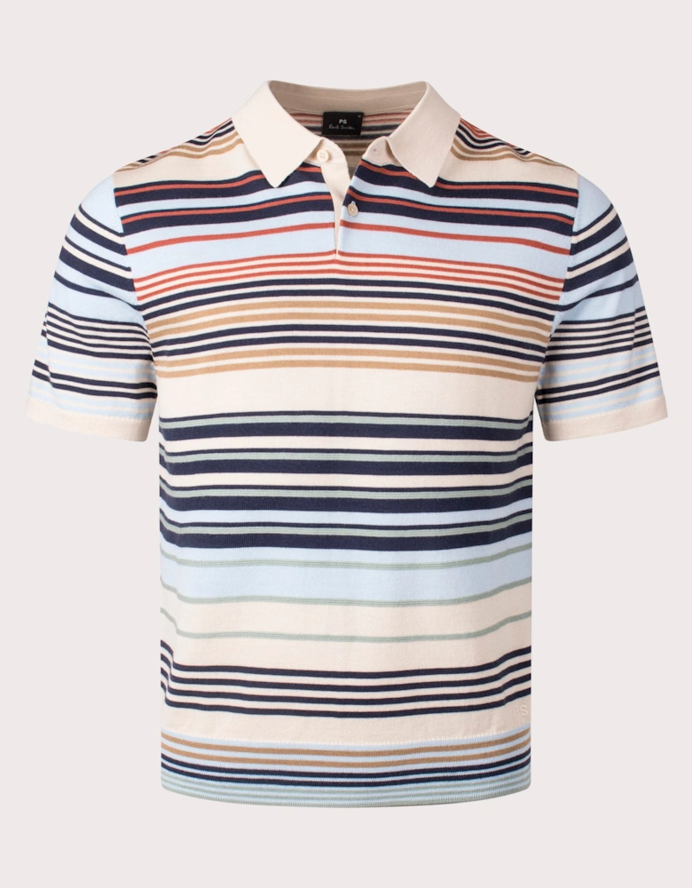 Striped Knit Polo Shirt