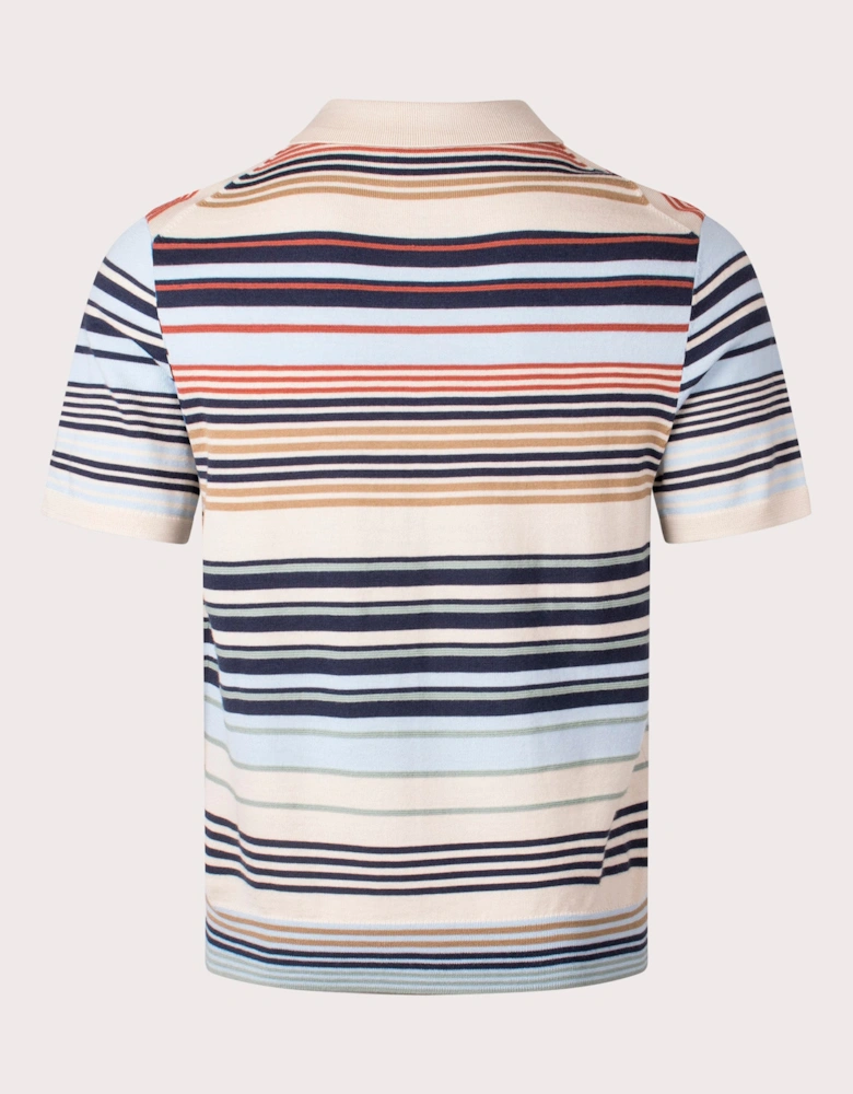 Striped Knit Polo Shirt