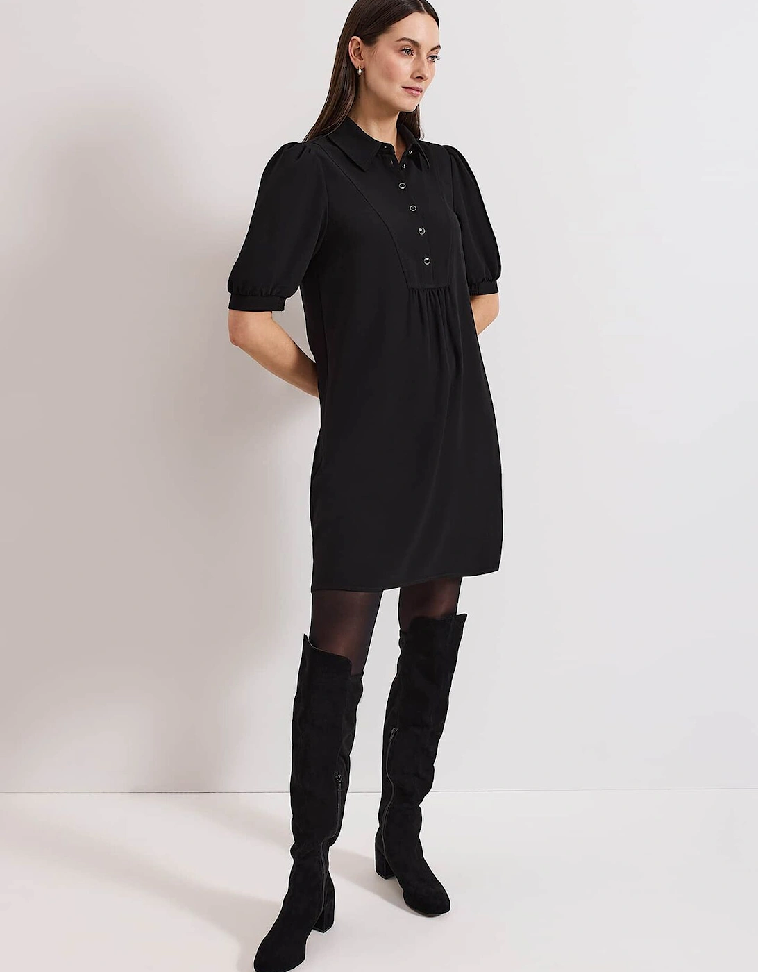 Claudia Button Swing Mini Dress