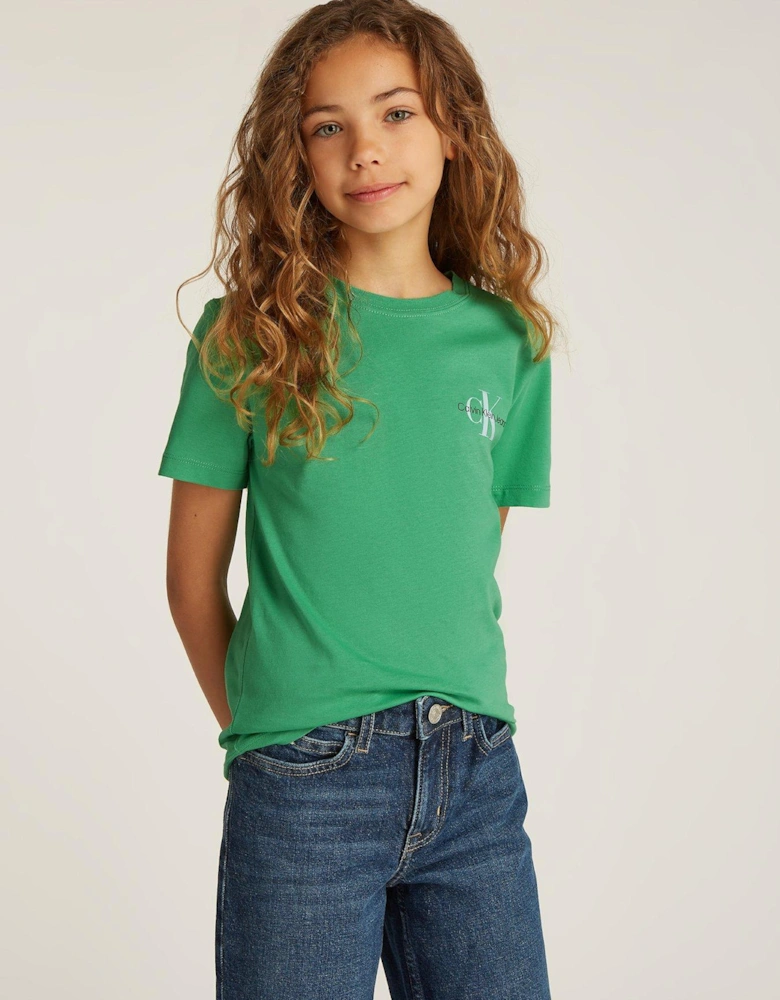 Kids Chest Monologo Short Sleeve T-Shirt - Green