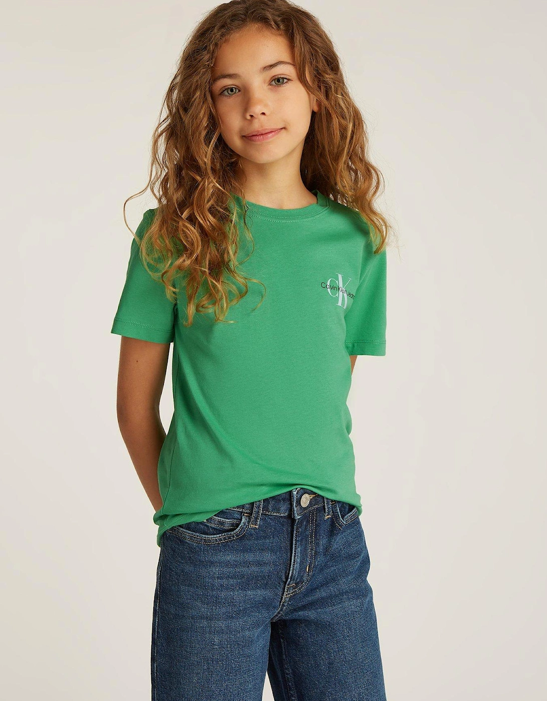 Kids Chest Monologo Short Sleeve T-Shirt - Green