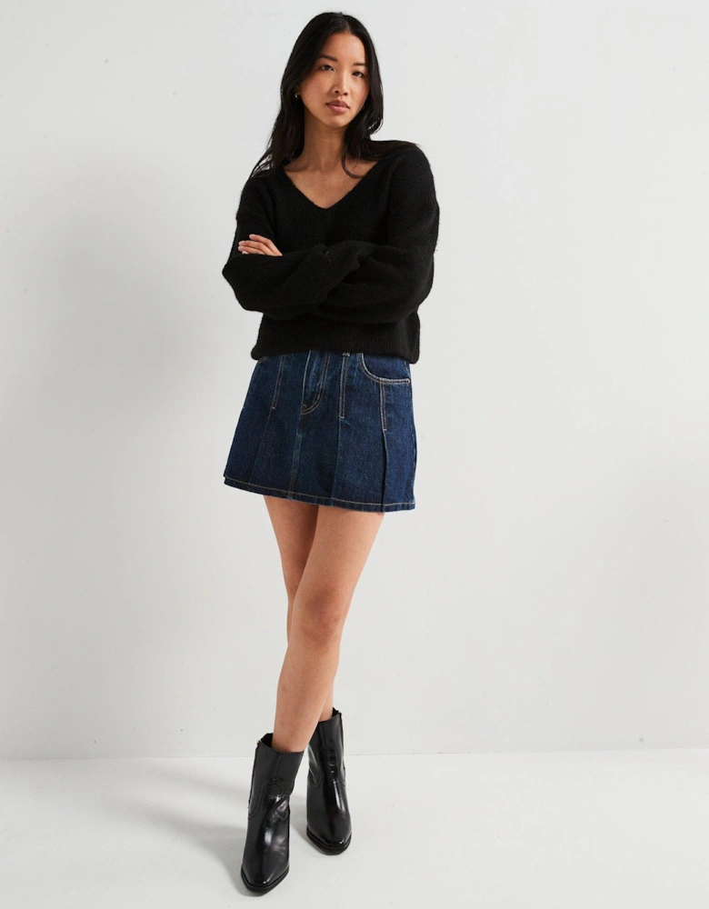 Pleated Mini Skirt - Remember Together - Blue