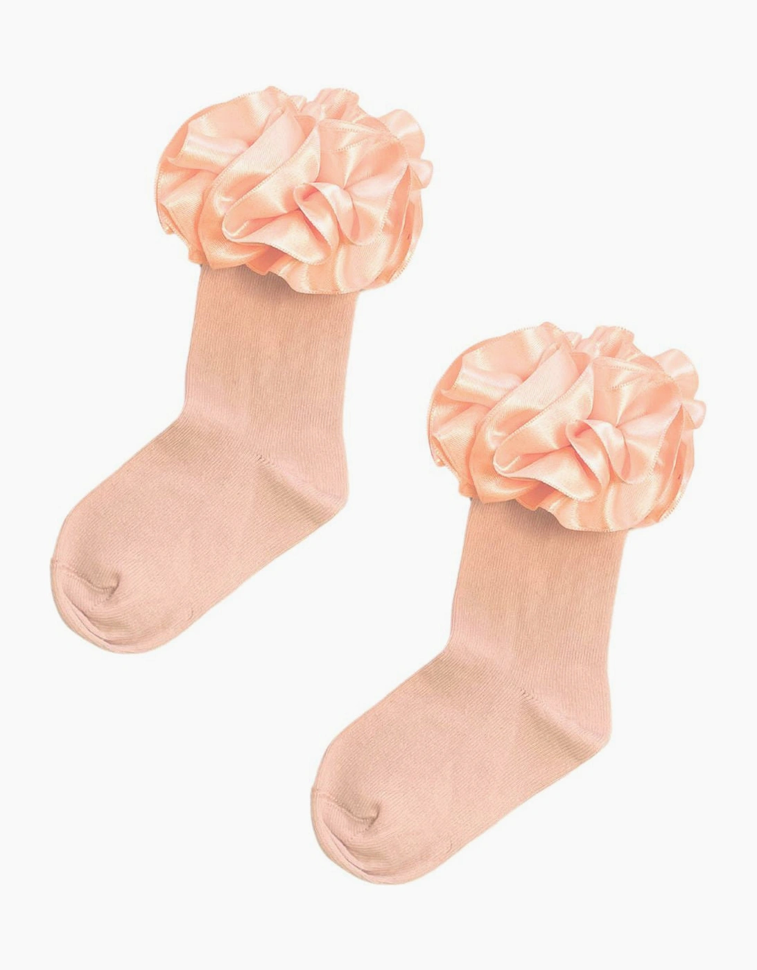 CARAMELO Girl's Girls Peach Ribbon Frill Ankle Socks - Orange - Size: UK 6-8.5