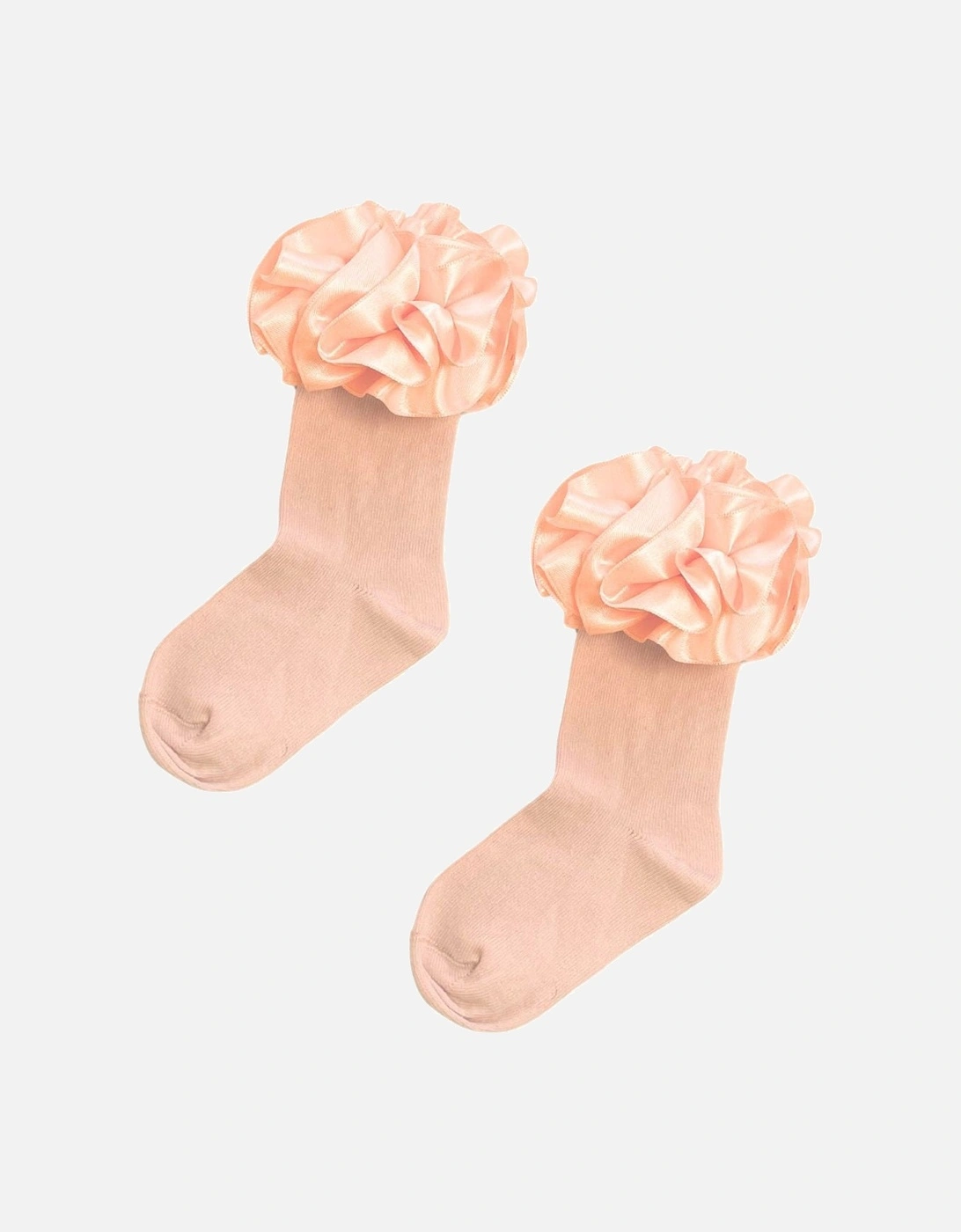 Girls Peach Ribbon Frill Ankle Socks, 2 of 1