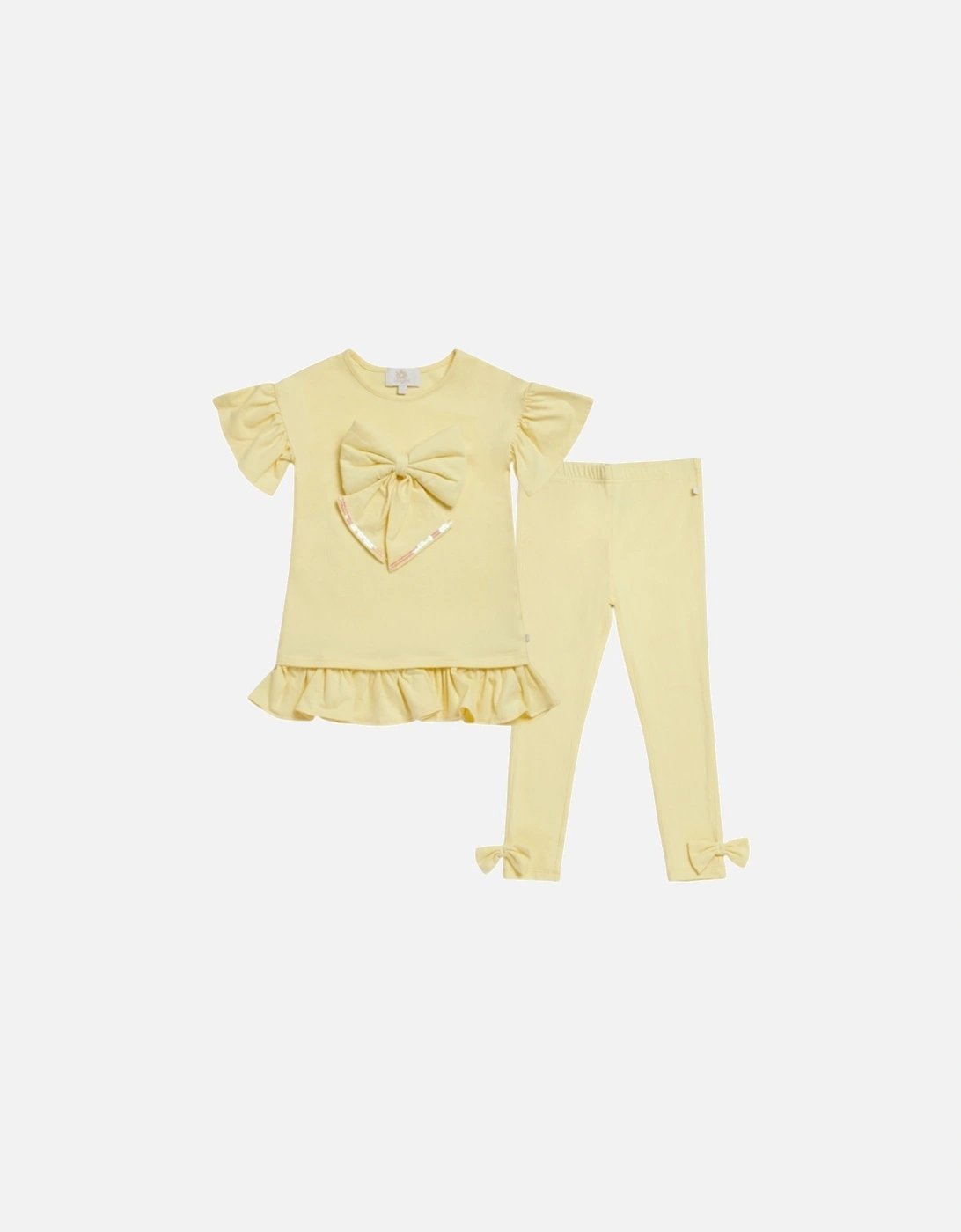 Girls Lemon Jersey Bow Legging Set, 3 of 2