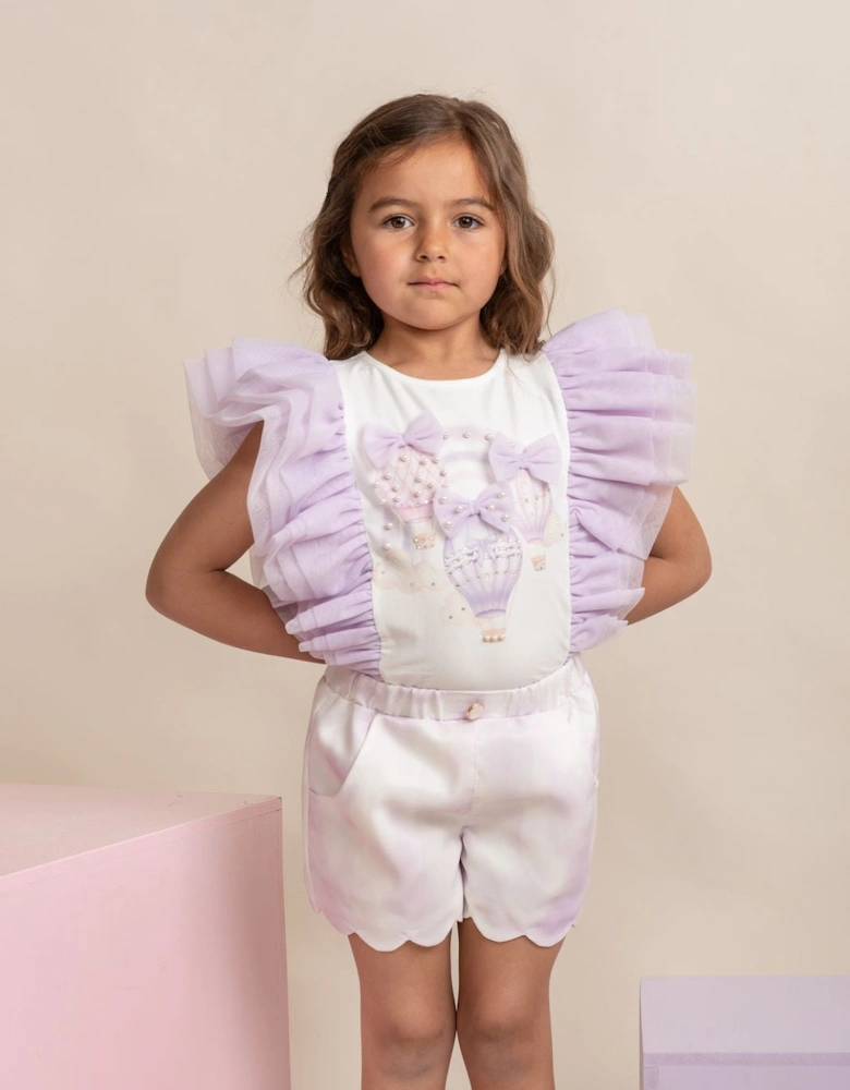 Girls Lilac Tulle Short Set