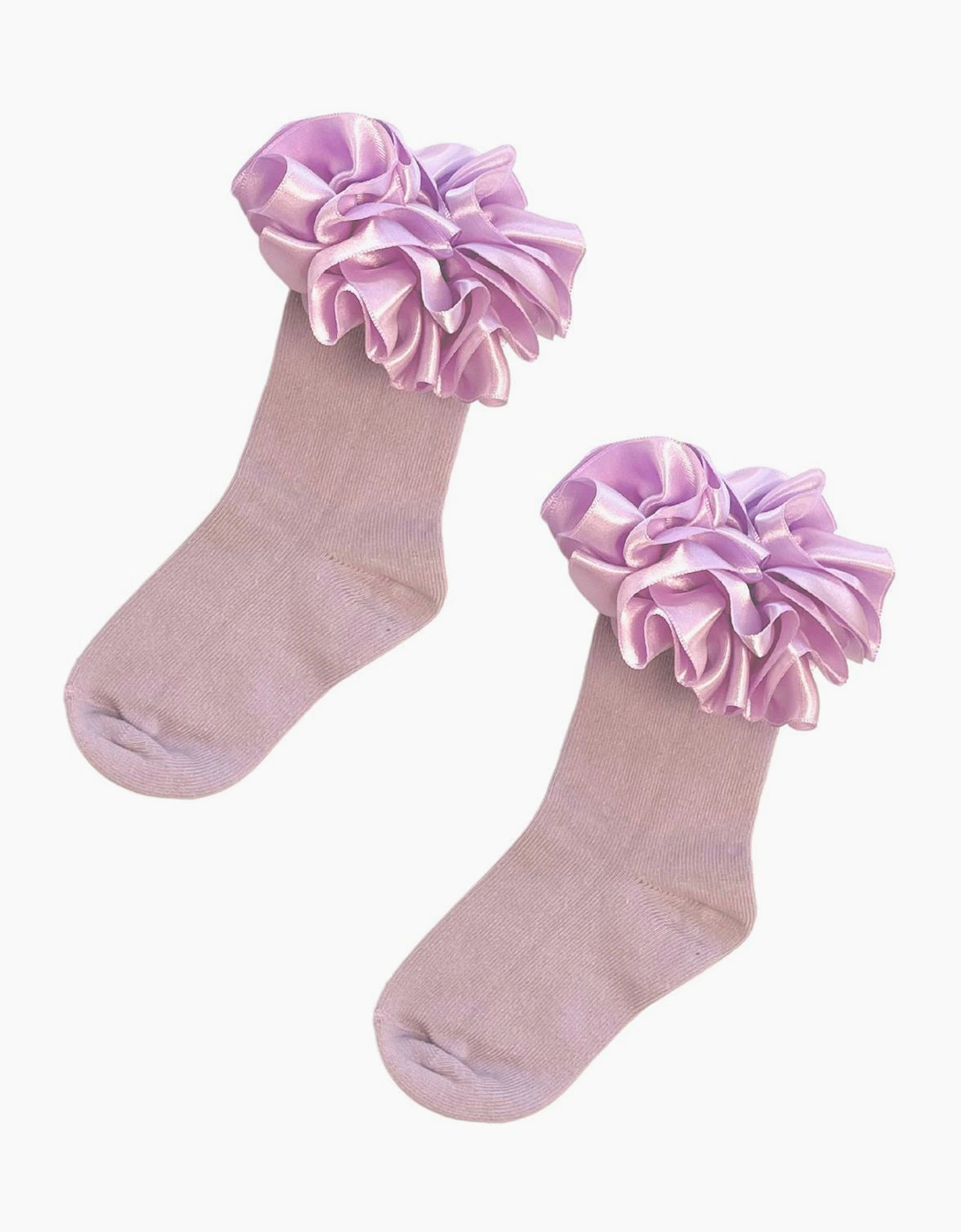 CARAMELO Girl's Girls Lilac Ribbon Frill Ankle Socks - Pink - Size: UK 9-12.5