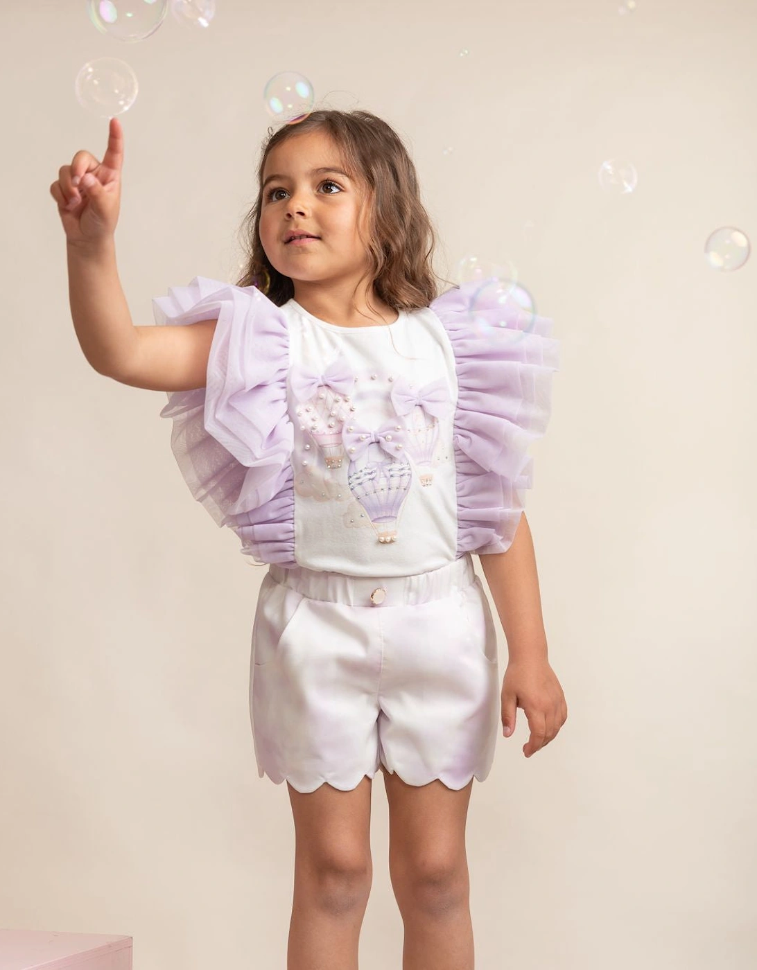 Girls Lilac Tulle Short Set