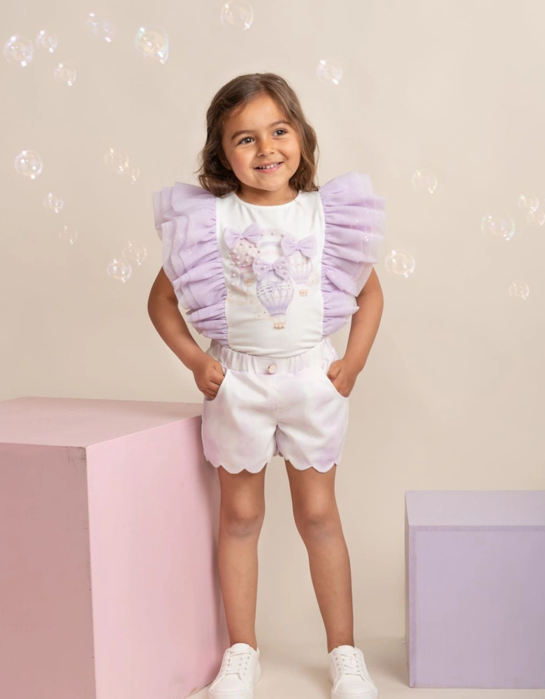 Girls Lilac Tulle Short Set