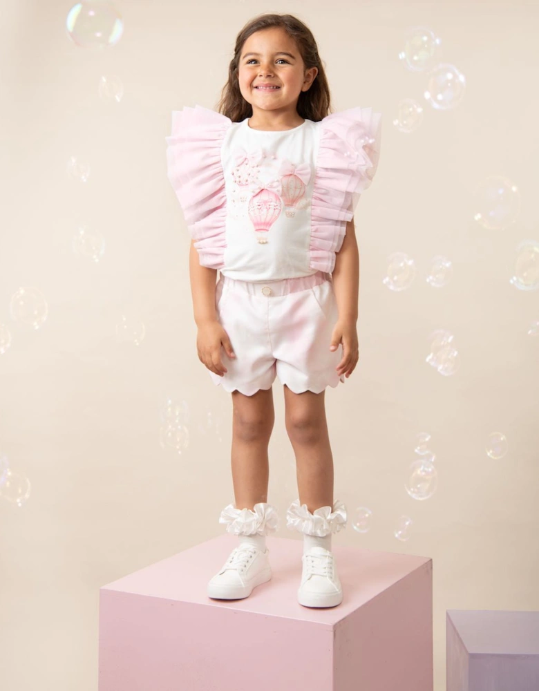 Girls Pink Tulle Short Set