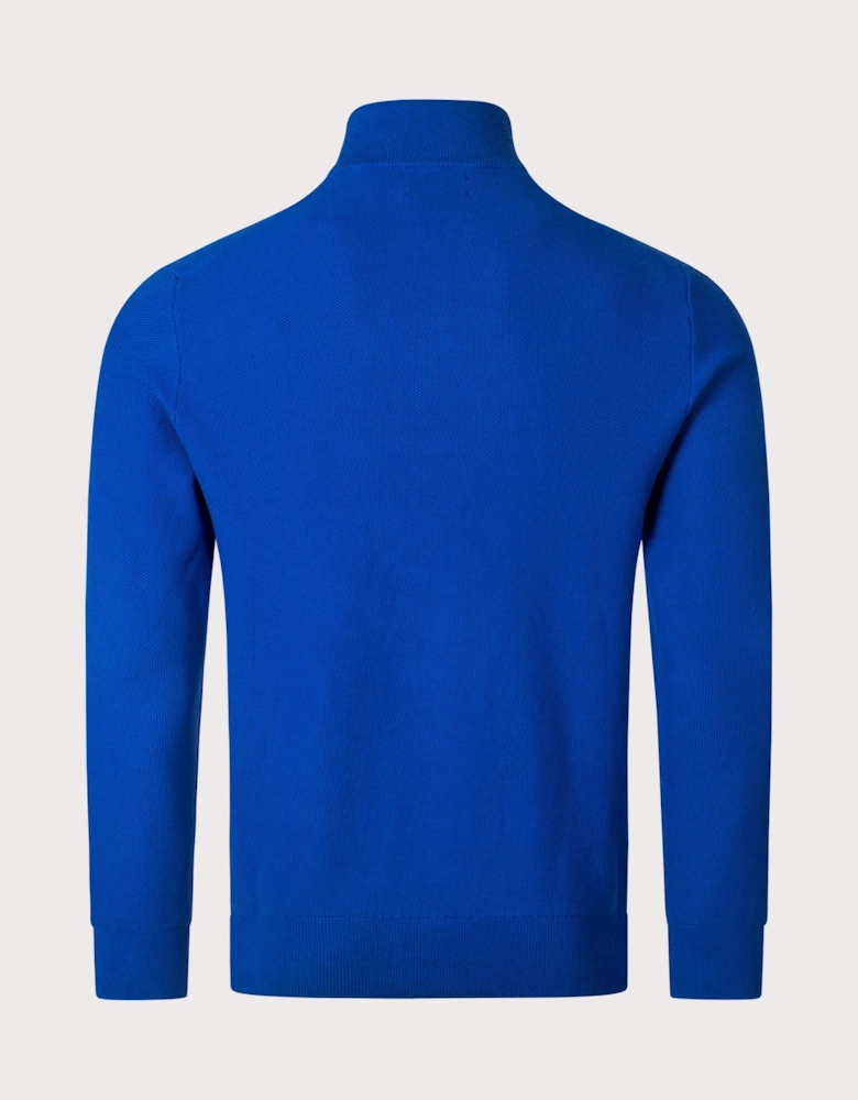 Quarter Zip Contrast Logo Knit Jumper