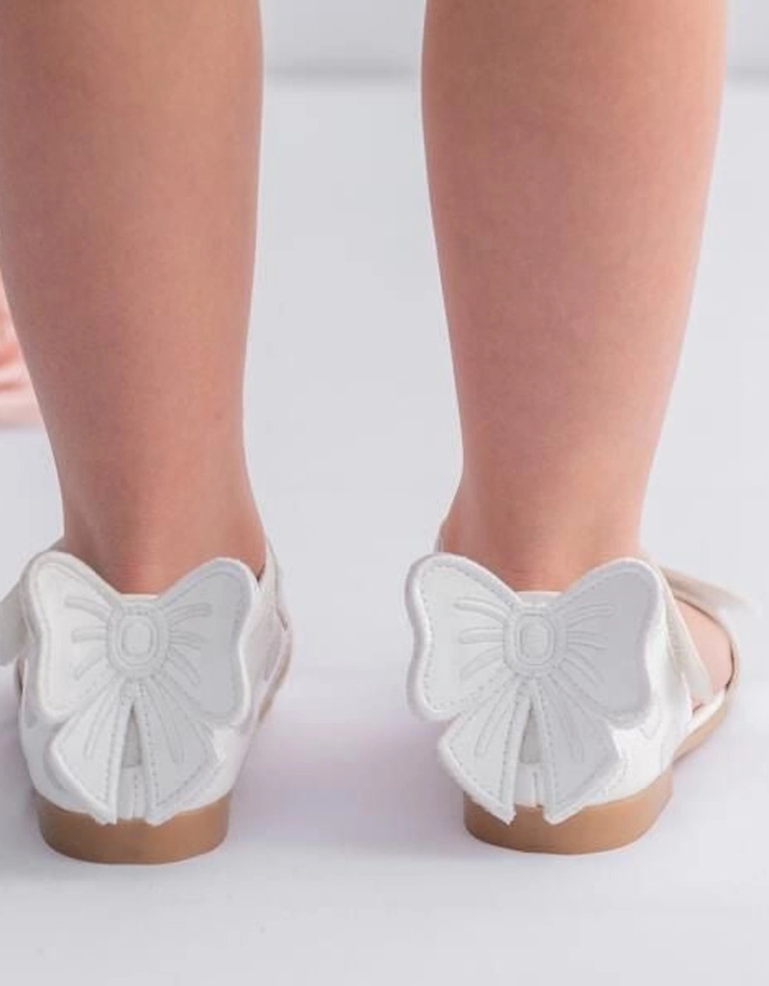 Girls White Double Bow Sandal