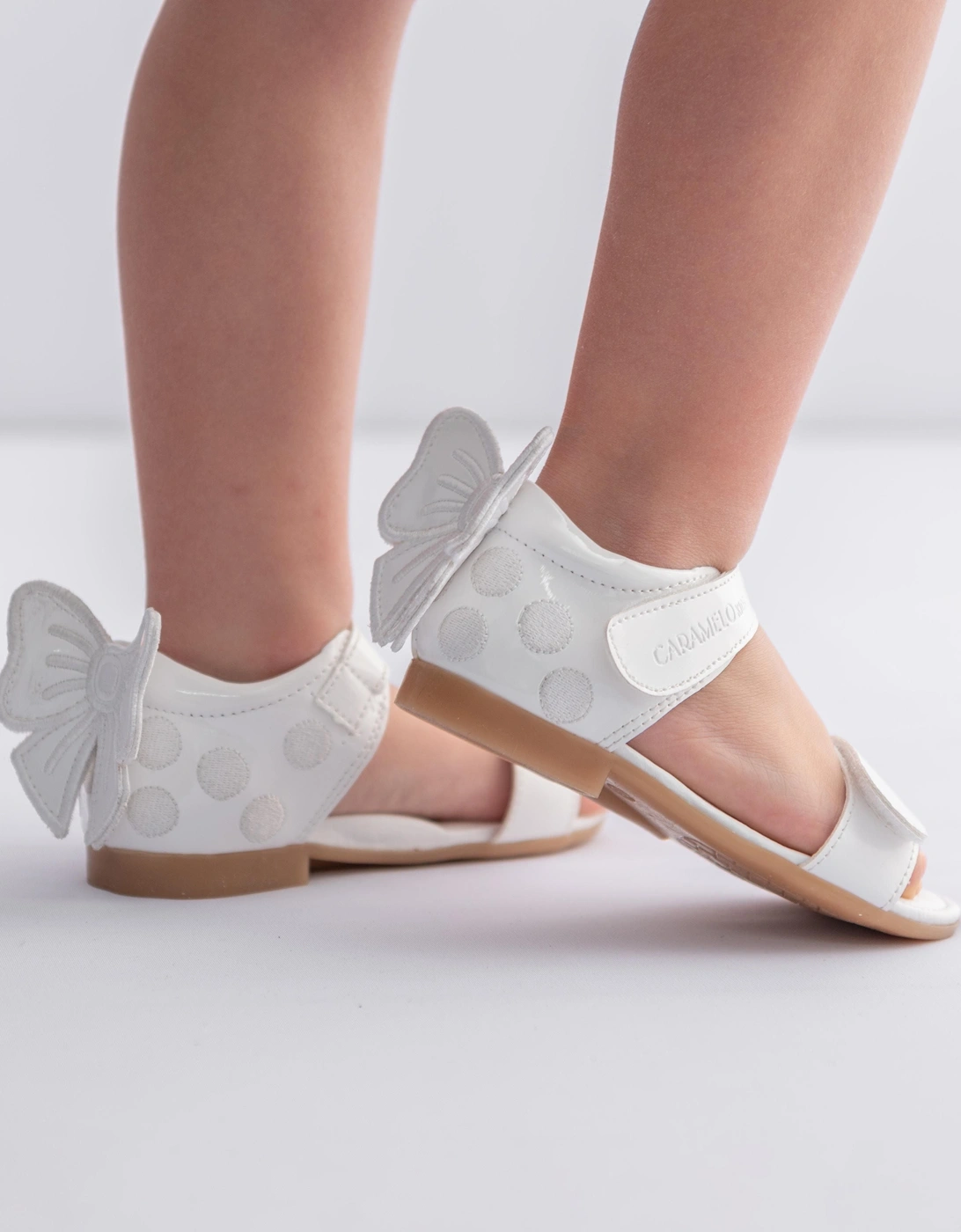 Girls White Double Bow Sandal, 3 of 2