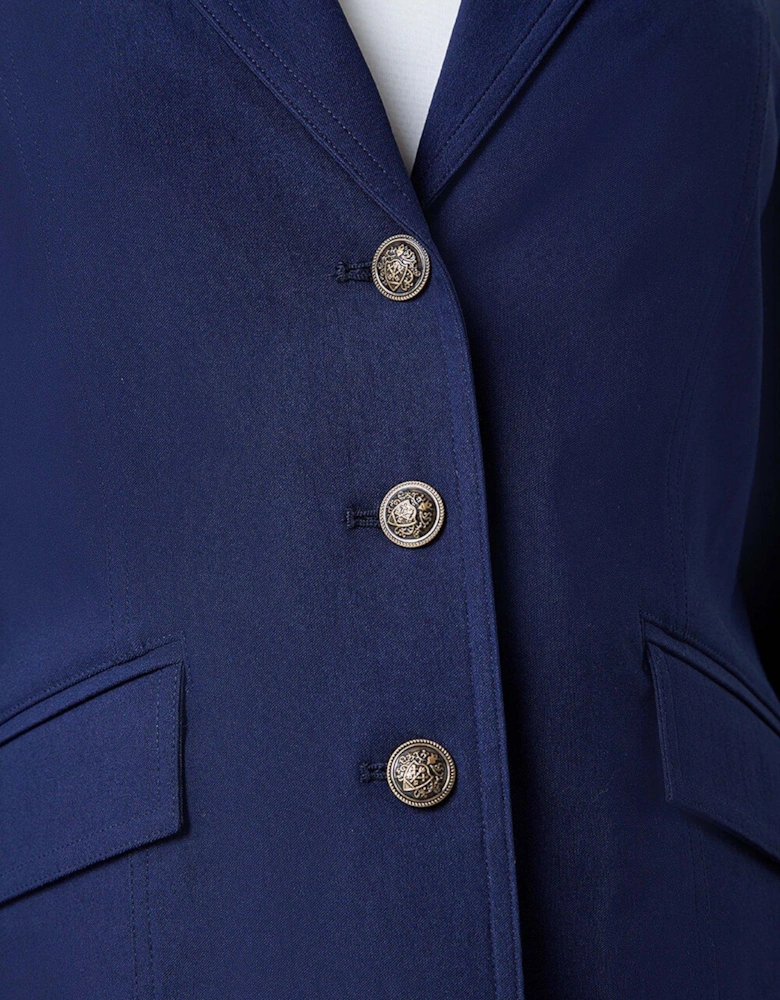 Button Detail Stretch Blazer - Navy