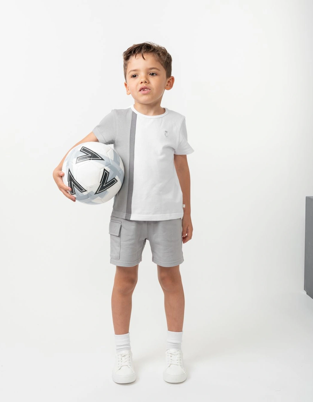 Boys Grey and White Short Set, 4 of 3