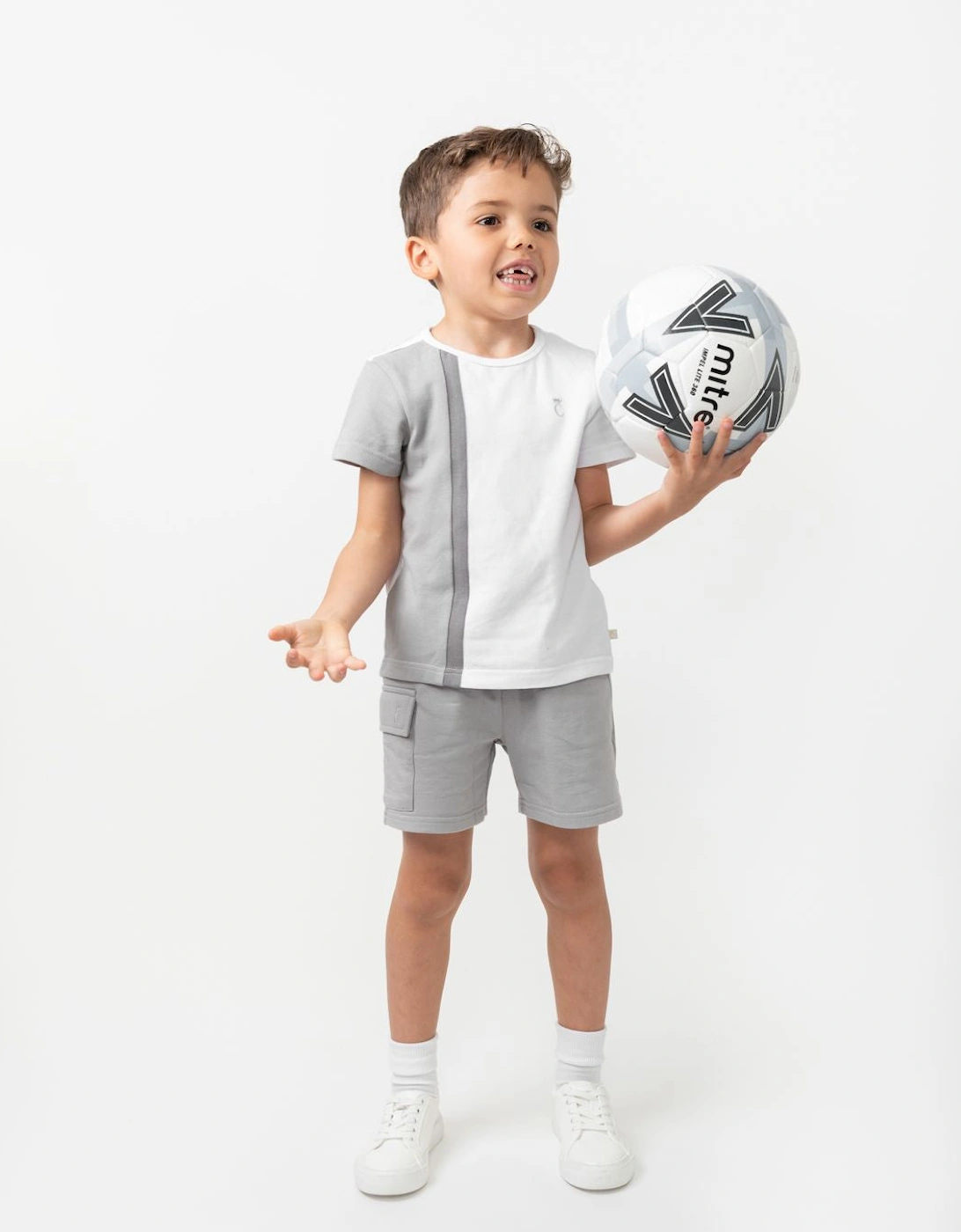 Boys Grey and White Short Set