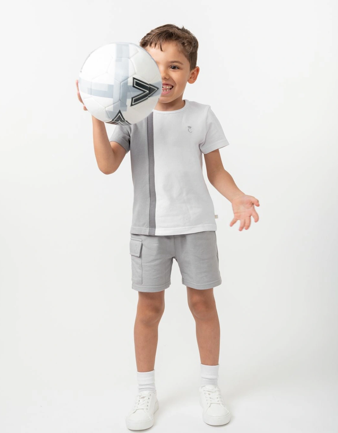 Boys Grey and White Short Set