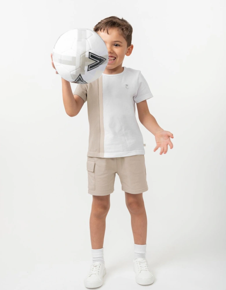 Boys Beige and White Short Set