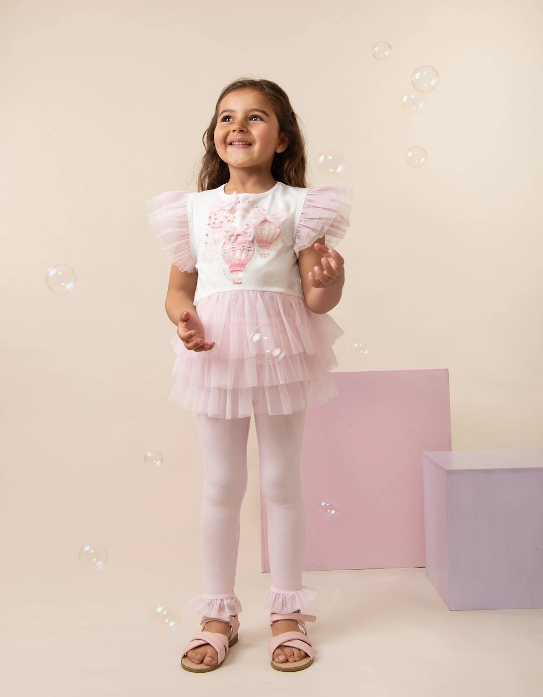 Girls Pink Tulle Legging Set, 4 of 3