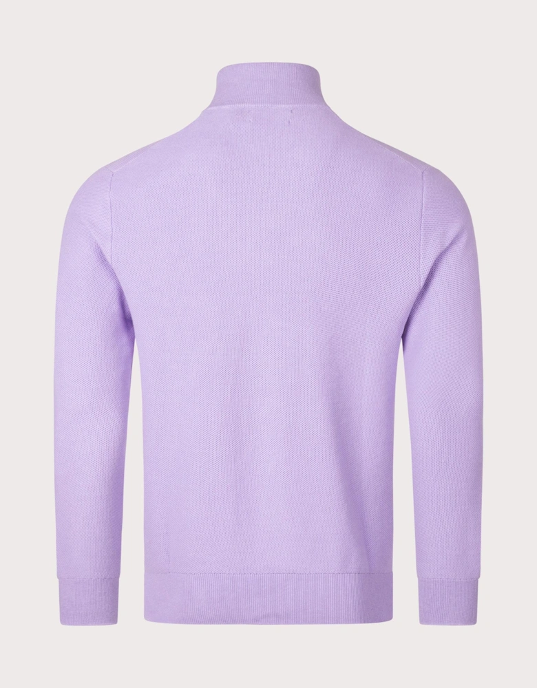 Quarter Zip Contrast Logo Knit Jumper