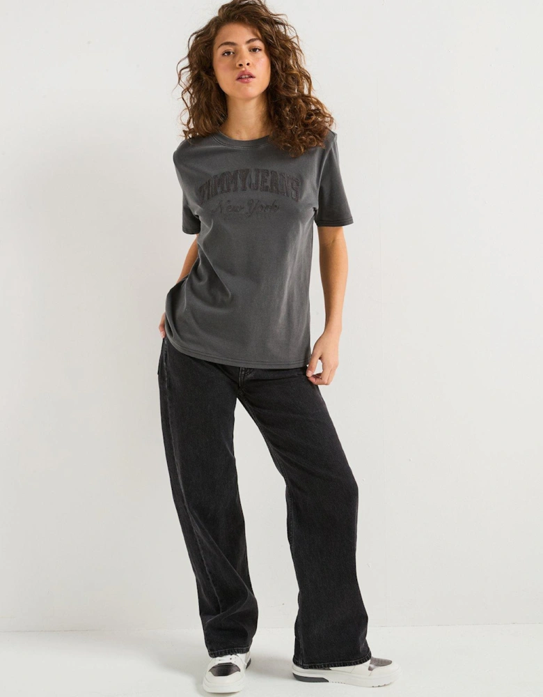 Varisty Logo Oversized T-Shirt - Black