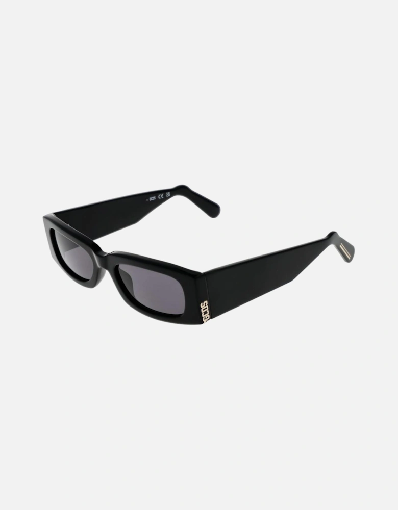 Rectangle Full-Rim Acetate Sunglasses with Grey Lenses Unisex - Black