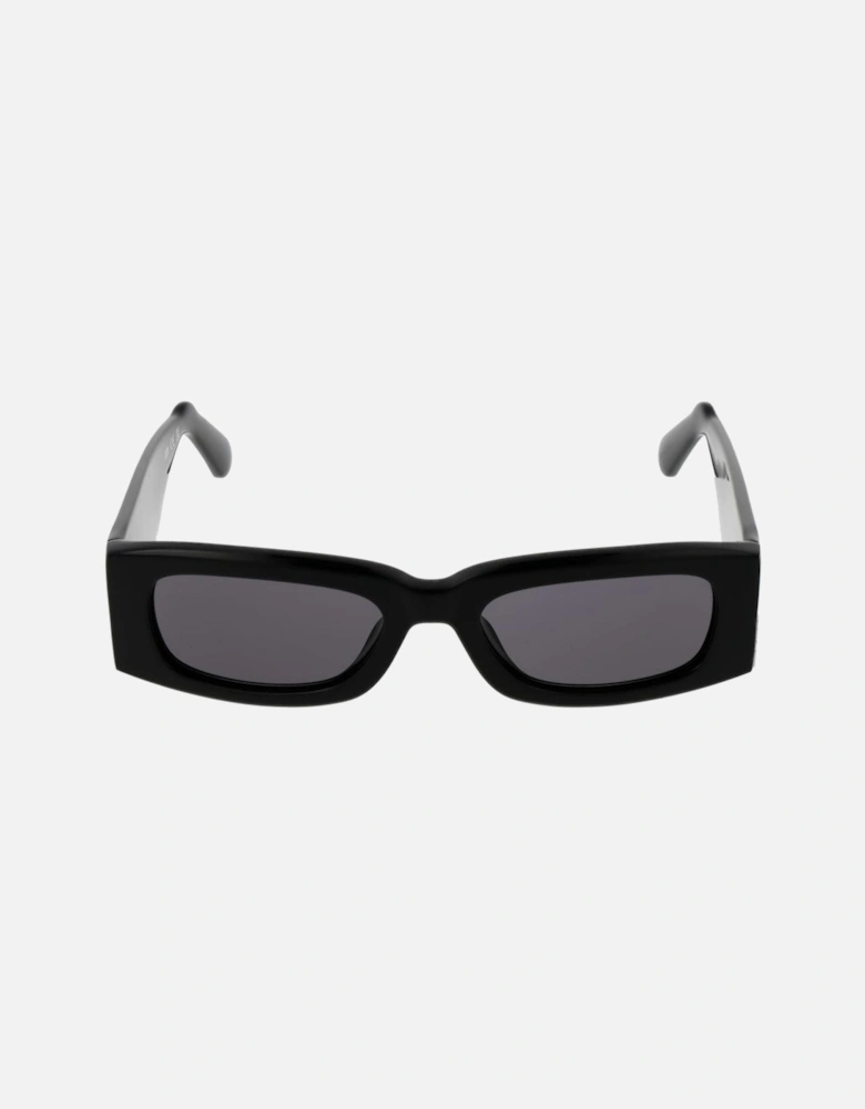Rectangle Full-Rim Acetate Sunglasses with Grey Lenses Unisex - Black